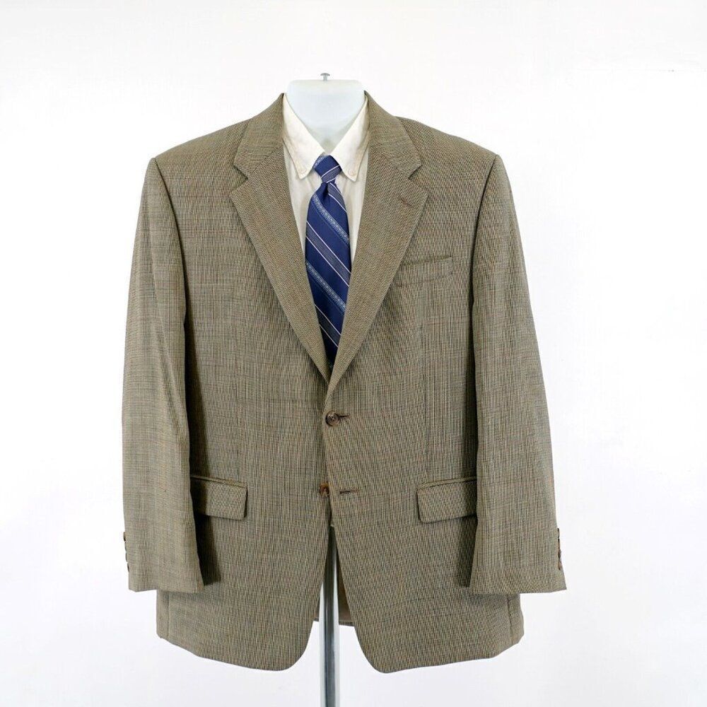 Lauren Ralph Lauren Tan Wool Multi-Colored Check 44L Sport Coat 2 Button‎ Blazer